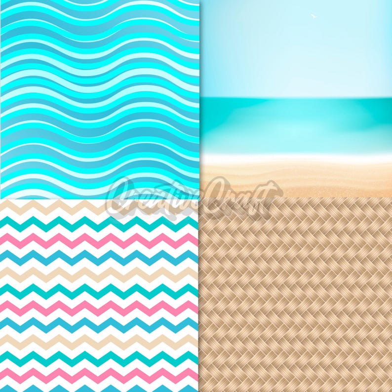 24 Sea Princess Digital Papers, nautical scrapbook paper, nautical princess printables papers designs, backgrounds designs, birthday theme image 4