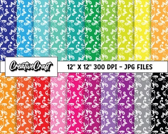 16 colored Arabesque Digital Papers 300 DPI Maximum Quality, colored arabesque scrapbooking, arabesque papers designs, instant download