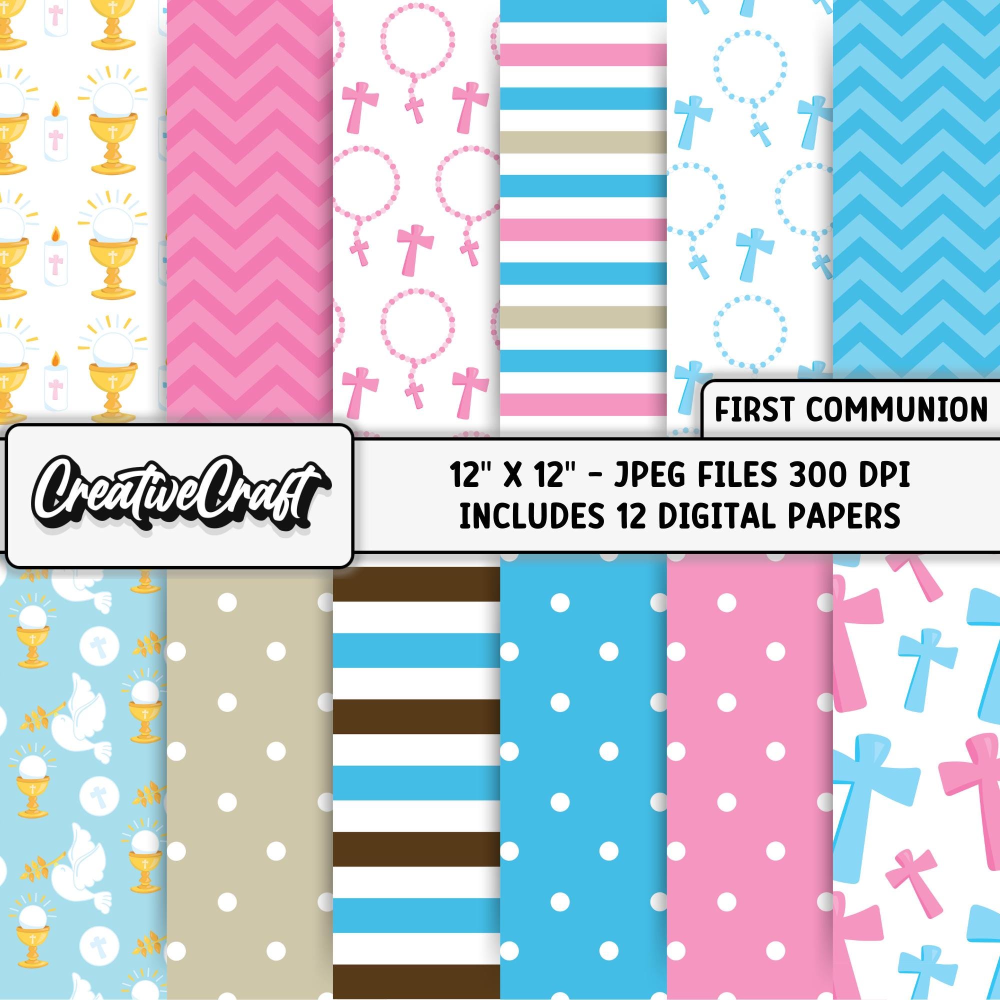 First Communion Program Paper 12 First Communion Digital Papers 300 DPI Maximum Quality, First ...