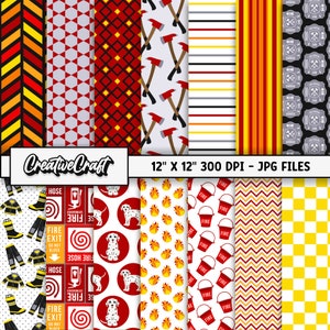14 carte digitali per vigili del fuoco 300 DPI massima qualità, scrapbooking per vigili del fuoco, disegni di carta stampabile per vigili del fuoco, download immediato