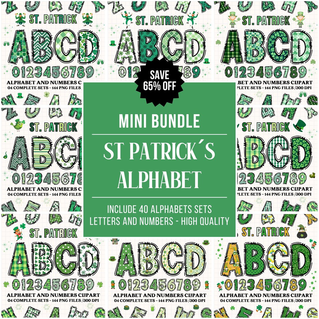 Letter Rst Patrick St Patrick Alphabet Bundle PNG, St Patrick Letters Clipart, 40 Designs ...