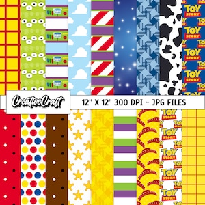 18 Toy Story Digital Papers 300 DPI Maximum Quality, toy story scrapbooking, toy story printables papers designs, instant download