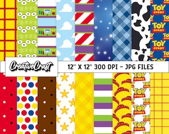 18 Toy Story Digital Papers 300 DPI Qualité maximale, scrapbooking toy story, conceptions de papier imprimables toy story, téléchargement instantané