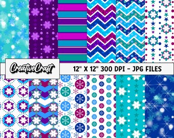 12 Princess Frozen Digital Papers 300 DPI maximale kwaliteit, bevroren scrapbooking, bevroren afdrukbare papierontwerpen, instant download