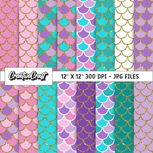 16 carte digitali della Sirenetta 300 DPI massima qualità, scrapbooking della principessa Ariel, disegni di carta della sirenetta, download immediato
