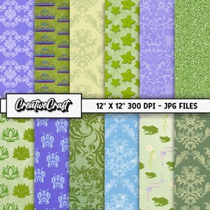 12 prinses Tiana digitale papieren 300 DPI maximale kwaliteit, prinses Tiana plakboek, prinses Tiana papierontwerpen, instant download