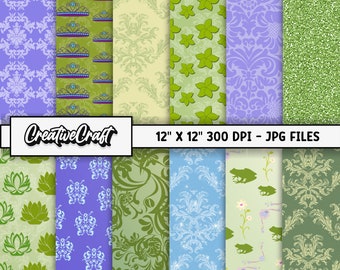 12 Princess Tiana Digital Papers 300 DPI Highest Quality, princess tiana scrapbooking, princess tiana papers designs, instant download