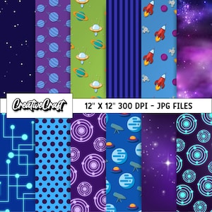 12 Weltraum-Digitalpapiere 300 DPI maximale Qualität, Astronauten-Scrapbooking, Astronauten-Papierdesigns, sofortiger Download