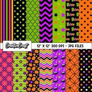 14 Holiday Halloween Digital Papers 300 DPI Highest Quality, halloween scrapbooking, halloween printable paper designs, instant download