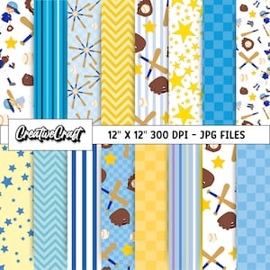 16 Baseball Sport Digital Papers 300 DPI Maximum Quality, baseball sport scrapbook, baseball sport printable paper designs, instant download
