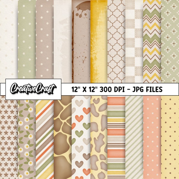 20 Little Giraffe Digital Papers 300 DPI Maximum Quality, little giraffe scrapbooking, little giraffe papers designs, instant download