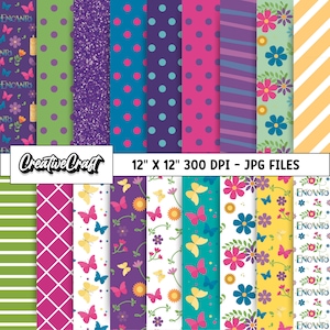 18 Maribel Charm Digital Papers 300 DPI Maximale kwaliteit, charme scrapbooking, charme afdrukbare papierontwerpen, instant download