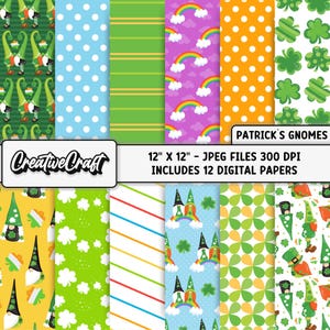 12 documenti digitali per il giorno di San Patrizio, qualità massima 300 DPI, album di ritagli per il giorno di San Patrizio, progetti di carta per il giorno di San Patrizio, download immediato