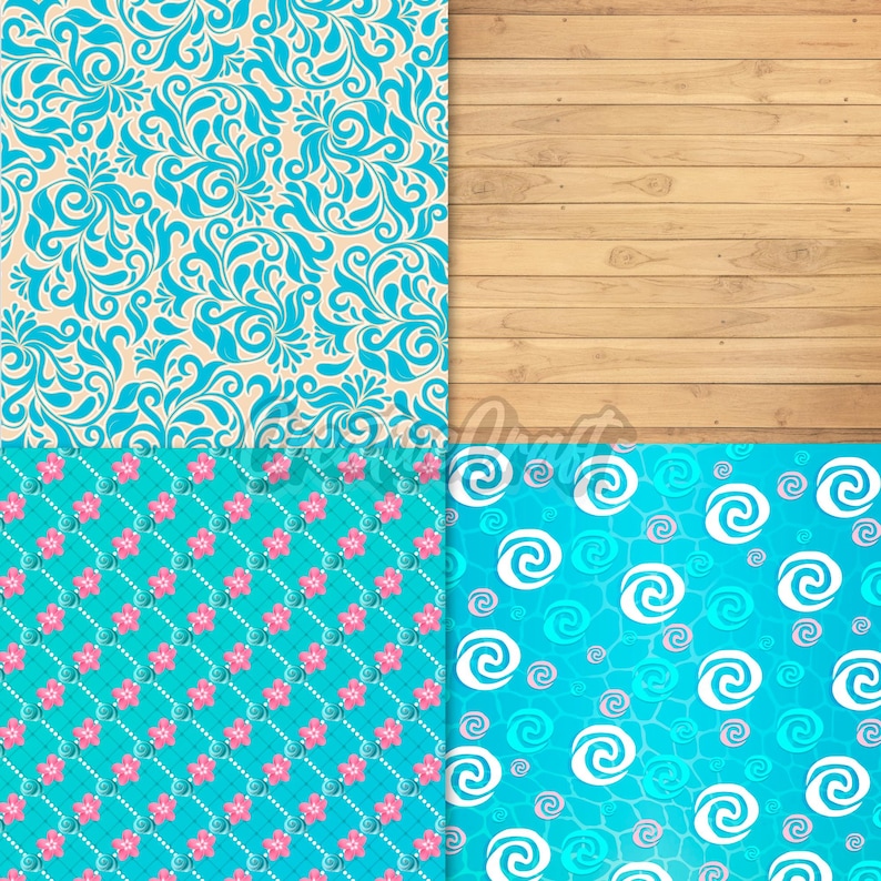 24 Sea Princess Digital Papers, nautical scrapbook paper, nautical princess printables papers designs, backgrounds designs, birthday theme image 7