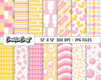 14 Rubber Duck Digital Papers 300 DPI Highest Quality, rubber duck scrapbooking, rubber duck printables papers designs, instant download