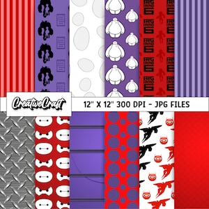 12 große Helden digitale Papiere 300 DPI maximale Qualität, große Helden Scrapbooking, große Helden druckbare Designs, sofortiger Download
