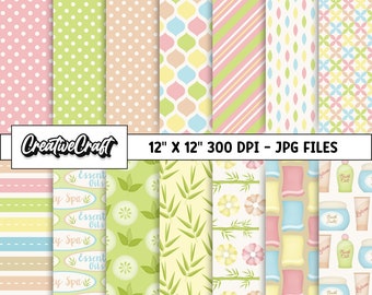 14 Spa girls Digital Papers 300 DPI Maximum Quality, spa scrapbook, spa printables papers designs, instant download, spa girl digital papers