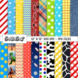 20 Toy Story Digital Papers 300 DPI Maximale Qualität, Toy Story Scrapbooking, Toy Story druckbare Papierdesigns, sofortiger Download