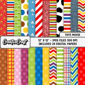24 Papeles Digitales Toy Story 300 DPI Máxima Calidad, scrapbooking toy story, diseños papeles imprimibles toy story, descarga instantánea