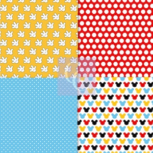 20 Papeles Digitales Mickey el Ratón 300 DPI Máxima Calidad, scrapbooking mickey, diseños papeles imprimibles mickey, descarga instantánea imagen 3
