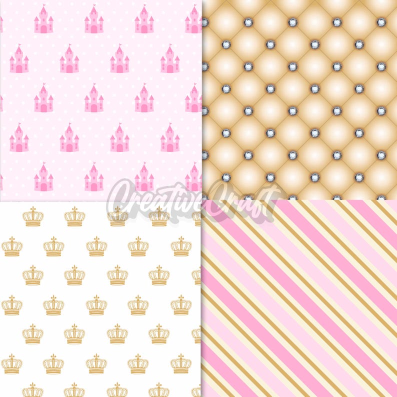 Princess Backing Paper 24 Princess Digital Papers 300 DPI Maximum Quality, Princess ...