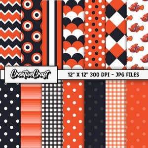 14 Alla ricerca di Nemo Digital Papers 300 DPI massima qualità, ricerca di nemo scrapbooking, disegni nemo stampabili, download immediato