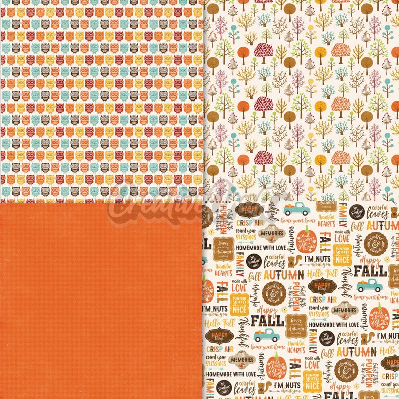 16 Autumn Fall Digital Papers 300 DPI Maximum Quality, Autumn Fall ...