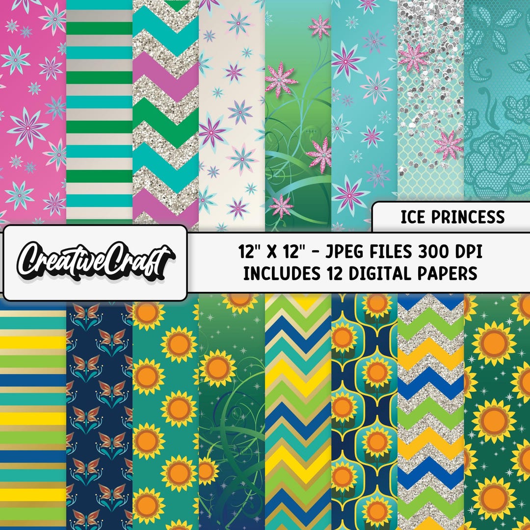 16 Princess Frozen Digital Papers 300 DPI Maximum Quality, Frozen ...