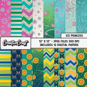 16 papiers numériques Frozen Princess 300 DPI de qualité maximale, scrapbooking Frozen, motifs de papier imprimables Frozen, téléchargement instantané