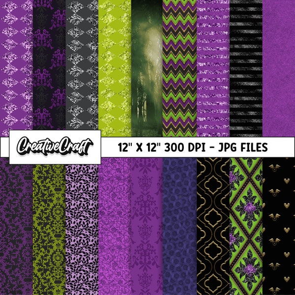 18 Maleficent Villain Digital Papers 300 DPI Maximum Quality, maleficent scrapbook, maleficent printables papers designs, instant download