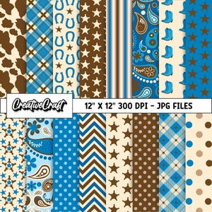 14 Sheriff Cowboy Digital Papers 300 DPI Maximum Quality, sheriff cowboy scrapbooking, cowboy printables papers designs, instant download