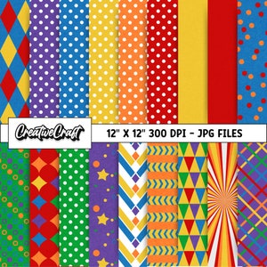 18 Circus Child Digital Papers 300 DPI Maximale kwaliteit, kindercircus plakboek, kindercircus afdrukbare papierontwerpen, instant download