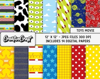 14 Toy Story Digital Papers 300 DPI Maximum Quality, toy story scrapbooking, toy story printables papers designs, instant download