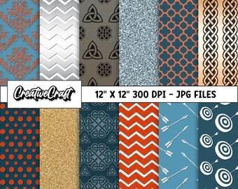 12 Princess Merida Digital Papers 300 DPI Maximum Quality, merida scrapbooking, princess merida papers printables designs, instant download