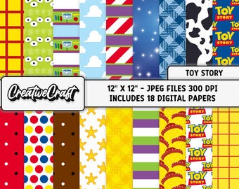 18 Toy Story Digital Papers 300 DPI Maximum Quality, toy story scrapbooking, toy story printables papers designs, instant download