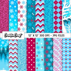 16 Princess Frozen Digital Papers 300 DPI Maximum Quality, frozen princess scrapbooking, frozen printable paper designs, instant download