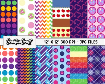12 Unicorns Colors Digital Papers 300 DPI Maximum Quality, unicorn scrapbooking, unicorns colors printables papers designs, instant download