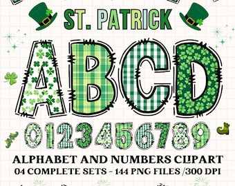Alfabeto png clipart dia de san patricio, letras garabateadas san patricio, fuente texto san patricio, san patricio png doodle letters