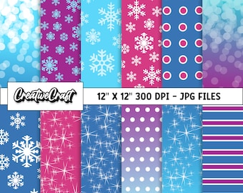 12 Princess Frozen Digital Papers 300 DPI maximale kwaliteit, bevroren scrapbooking, bevroren afdrukbare papierontwerpen, instant download
