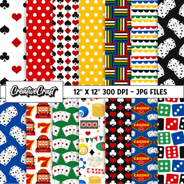 14 Casino Poker Digital Papers 300 DPI Maximum Quality, casino poker scrapbooking, casino poker paper designs, instant download