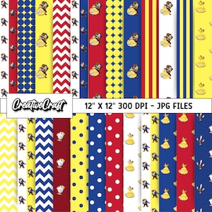 24 Beauty and Beast Digital Papers 300 DPI Maximum Quality, princess scrapbooking, beauty and beast printables designs, instant download