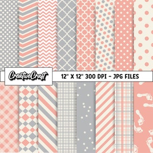 16 Baby-Mädchen-Digitalpapiere 300 DPI maximale Qualität, Baby-Mädchen-Scrapbooking, Baby-Mädchen-druckbare Papierdesigns, sofortiger Download