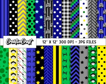 24 Star Wars digitale papieren 300 DPI maximale kwaliteit, Star Wars scrapbooking, Star Wars afdrukbare papierontwerpen, instant download