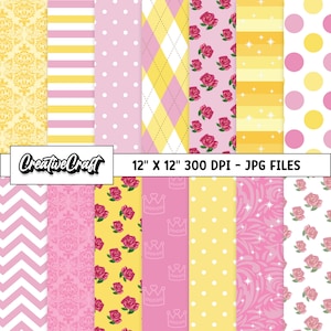 14 Papiers numériques Beauté et Bête 300 DPI Qualité maximale, scrapbooking princesse, dessins imprimables beauté et bête, téléchargement instantané