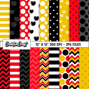 18 Papeles Digitales Mickey el Ratón 300 DPI Máxima Calidad, scrapbooking mickey, diseños papeles imprimibles mickey, descarga instantánea