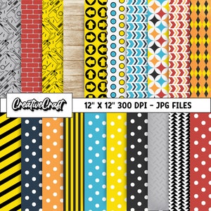 20 carte digitali per costruzioni 300 DPI di massima qualità, scrapbooking di costruzioni, progetti di carta stampabili, download immediato