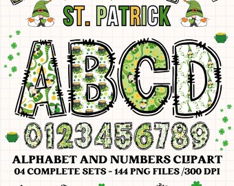 Alfabeto png clipart dia de san patricio, letras garabateadas san patricio, fuente texto san patricio, san patricio png doodle letters