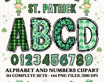 Alfabeto png clipart dia de san patricio, letras garabateadas san patricio, fuente texto san patricio, san patricio png doodle letters