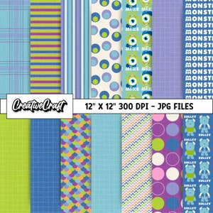 14 Monster Inc Digital Papers 300 DPI Maximale Qualität, Monster Inc Scrapbooking, Monster Inc druckbare Designs, sofortiger Download