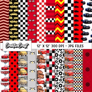 20 Lightning Mcqueen Digital Papers 300 DPI Maximum Quality, lightning mcqueen scrapbooking, cars printable papers designs, instant download
